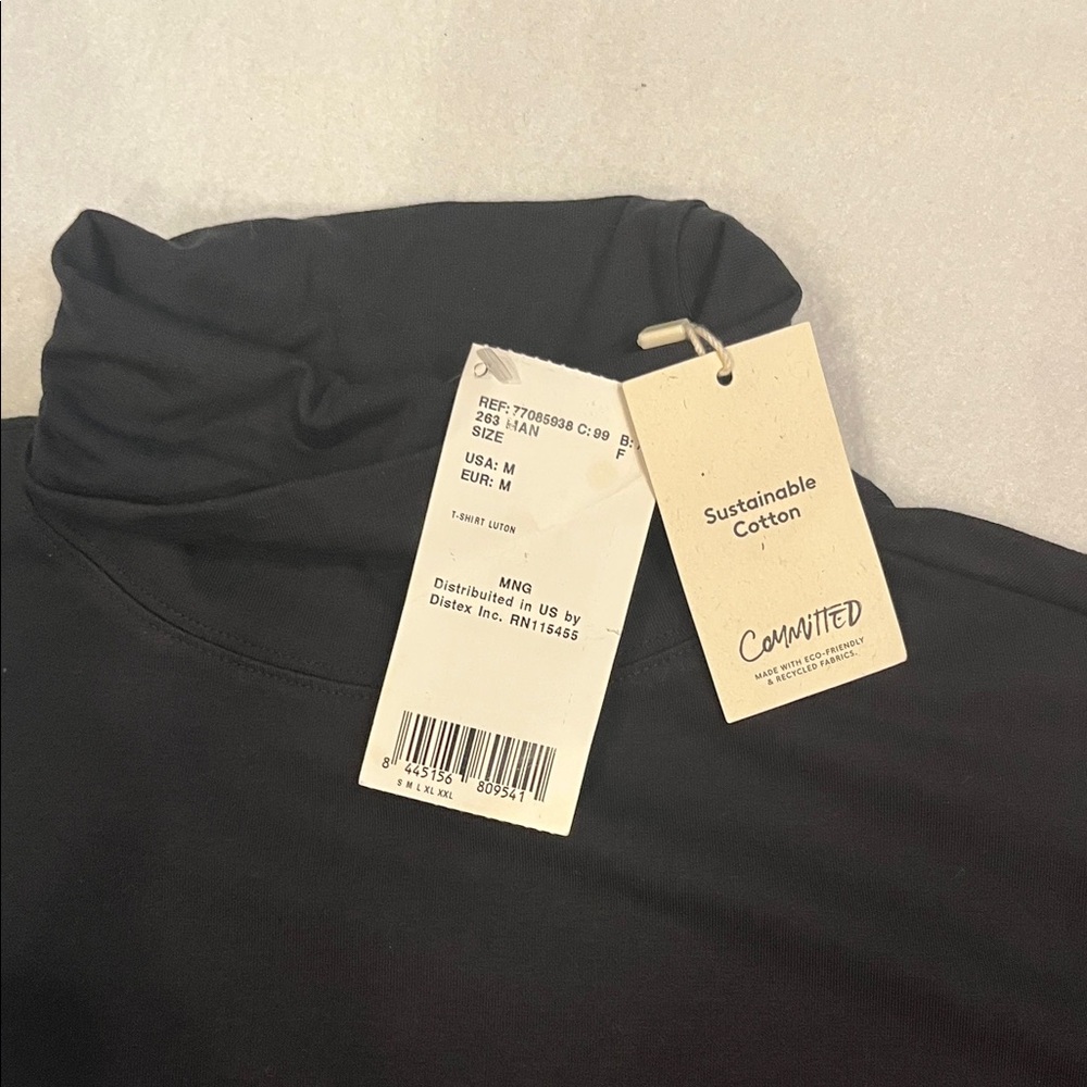 Mango Black Turtleneck Long Sleeve Shirt, Men's Size Medium, NWT